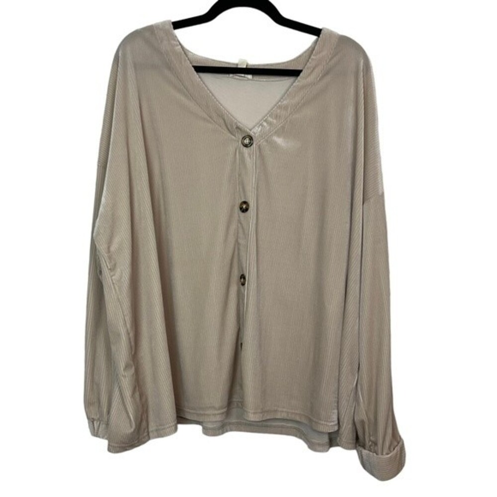 Como Blu Stitch Fix Cream Ribbed Blouse Size 3X Women